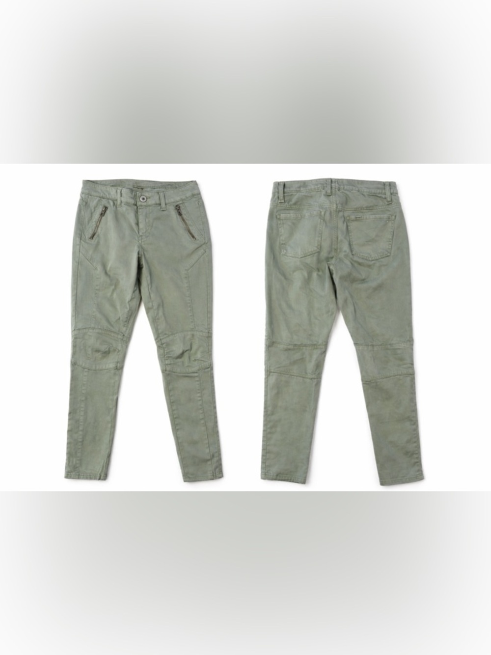 American Eagle Outfitters Green Moto Jegging Ankle Pants Stretch Zip Pocket - Picture 2 of 2